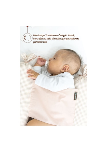 Mordesign Bebek Yuvarlanma Önleyici Yastık, Yenidoğan Yan Yatış Yastığı, Puffs Serisi Bej Zg987-1