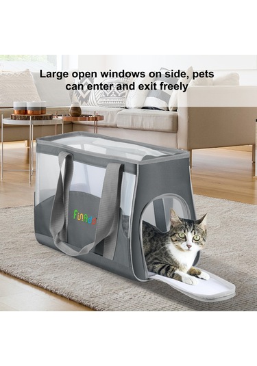 Funadd Portable Breathable Pet Bag Outdoor Shoulder Tote Bag Grey