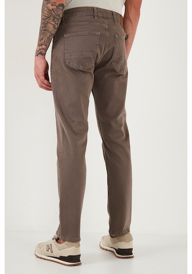 Buratti Pamuklu Comfort Fit Normal Bel Boru Paça Jeans Erkek Kot Pantolon 4412C19Texas Toprak