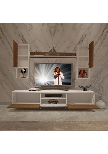 Decoraktiv Eko 5da Mdf Dvd Silver Tv Ünitesi Tv Sehpası Beyaz - Ceviz