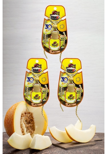 Kavun - 3'lü Aynaya Asmalı İpli Aromalı Dekoratif Araç Parfümü