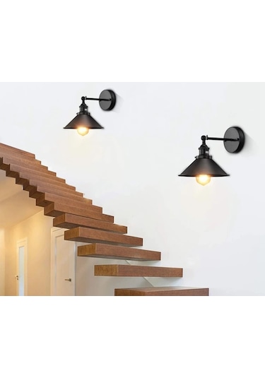 Mylights Retro Rustik Mafsalı Hareketli Konik Metal Aplik Myl0023 Siyah