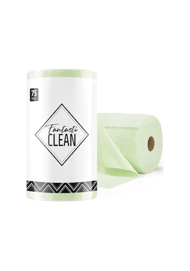 Çok Amaçlı Rulo Mikrofiber Temizlik Bezi 30x30 75 Yapraklı Yeşil Yeşil