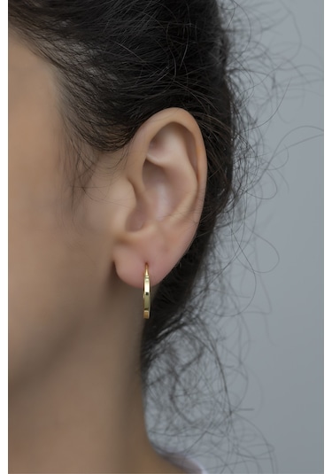 Nereze 925 Ayar Gümüş 15 MM Gold Tamtur Küpe