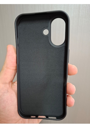 İphone 17 Uyumlu Logolu İçi Kadife Silikon Lansman Kılıf Siyah