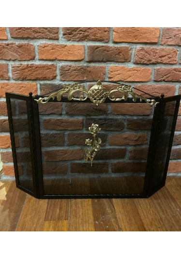 Gül Desenli Şömine Siperlik . Şömine Aksesuarları