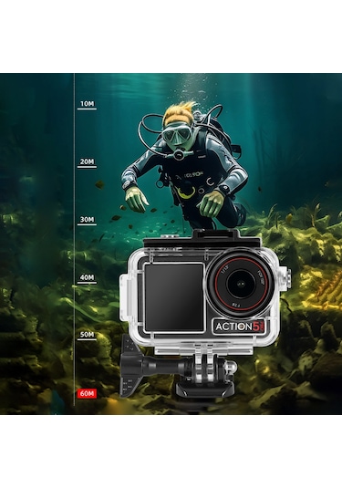 Djı Osmo Action 5 Pro / 3/4 60m Sualtı Su Geçirmez Muhafaza Dalış Çantası Şeffaf