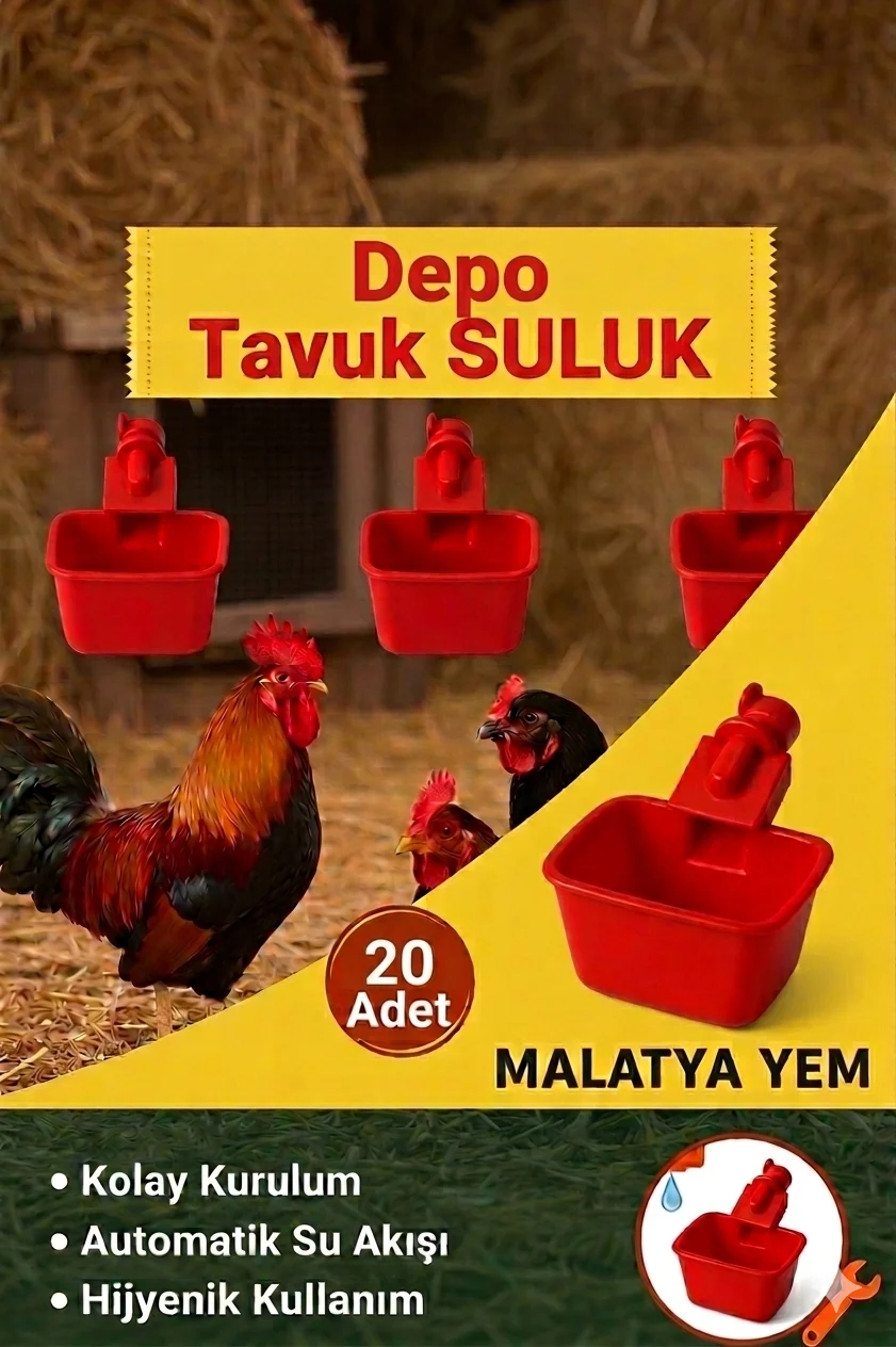 Depo Tipi Otomotik Tavuk Suluğu 20 Adet