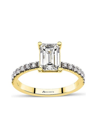 1.75 Karat Emerald Tektaş Pırlanta Yüzük Beyaz Altın