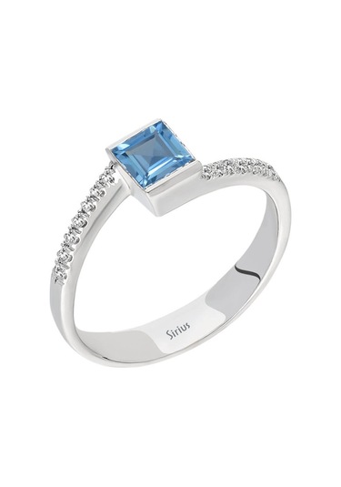 Sirius Pırlanta Ve Prenses Kesim Mavi Topaz Taşlı Yüzük 0823R0181