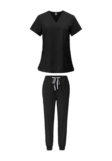 Dolıty Kadın Üniforma Scrubs Set Üstü Ve Pantolon L-siyah