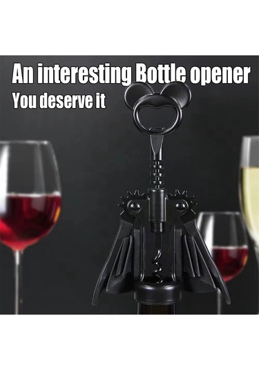 Kanatlı Yarasa Şarap Açacağı, 2'si 1 Arada Şarap Ve Bira Açacağı, Şişe Açacağı Siyah