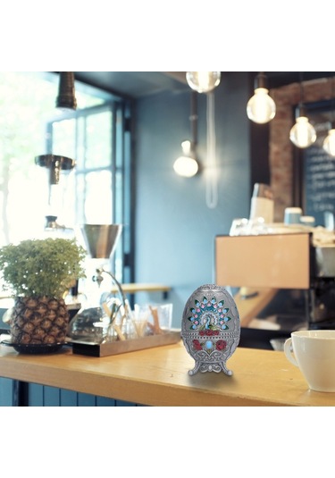 Moveevo Zinc Alloy Kuru Tahta Çıkartıcı Kutusu - Peacock Desenli, Şarj Açıcı Ve Mutfak Dekorasyonu - Gümüş Renk Diğer