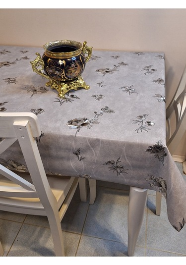 Gümüş Parlak Silinebilir Masa Örtüsü - Elyaflı Pvc Muşamba Gmş002 Gümüş