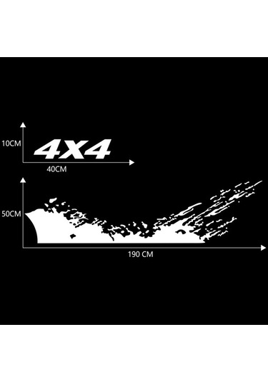 4 Adet Araba Sticker Seti - Pvc Materyal, 190x50 Cm Ve 40x10 Cm, Beyaz Renk