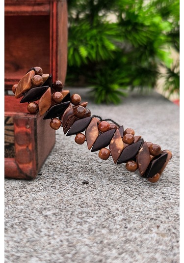 Başak Model Kuka Bileklik Bileğe Ayarlanabilir Unisex Bileklik Bt005 Kahverengi