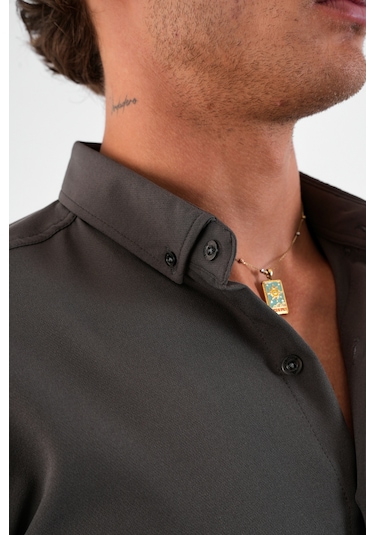 Redline Flex Slim Fit Yumuşak Kolay Ütü Nefes Alan Erkek Gömlek Gri