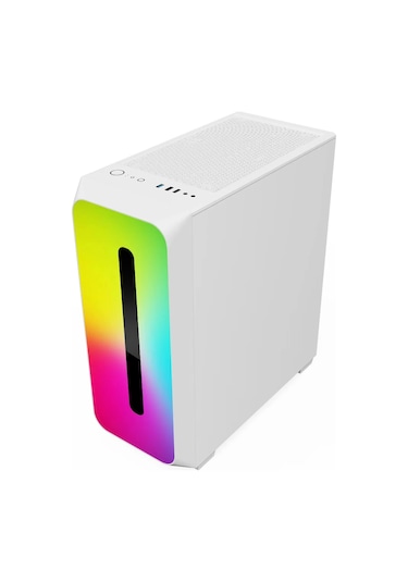 Revenge Colorful Beyaz 3 Fanlı 10 Mod RGB Işıklı Şeffaf Panel ATX Gaming Boş Bilgisayar Kasası