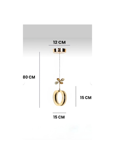 Tekli Alyans Gold 3 Renk Modlu Kristal Taşlı Ledli Sarkıt Avize Altın