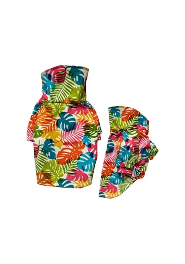 Gedyco Colorful Palm Fileli Küçük Irk Köpek Yağmurluğu