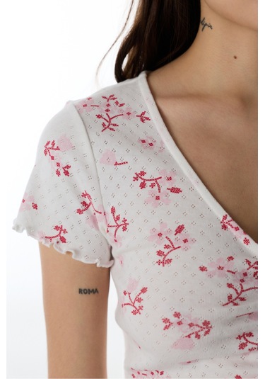 Penti Pembe Blossom Pointel Tişört Pijama Üstü