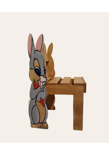 Rabbit Ahşap Tamamı El Yapımı Çocuk Sandalyesi