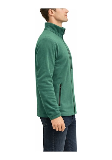 Mekaizen Unisex Polar Ceket Fermuarlı, 3 Cepli Ve Sıcak Tutar Yeşil