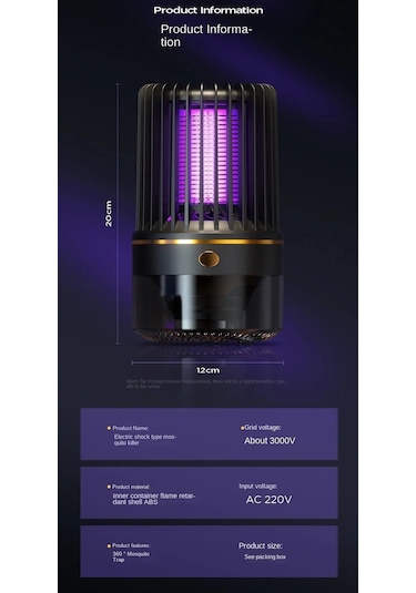 Jialan Uv Bug Işık Usb Şarj Edilebilir Elektrikli Fly Tuzak İç