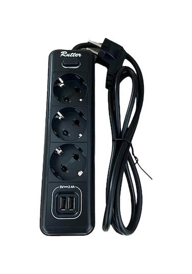 Akım Korumalı Grup Priz 3 Lü Ve 2'li Usb Şarj Portu 2500 Watt