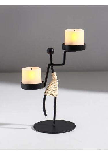 Simalend Mum İçin Metal Figürlü Şamdan 458077851 Siyah