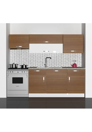 Decoraktiv Prestij 220 Mdf Hazır Mutfak Dolabı - Tezgah Dahil - Naturel Ceviz