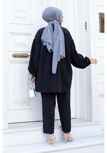 Balon Kol Tesettür Siyah Takım Siyah