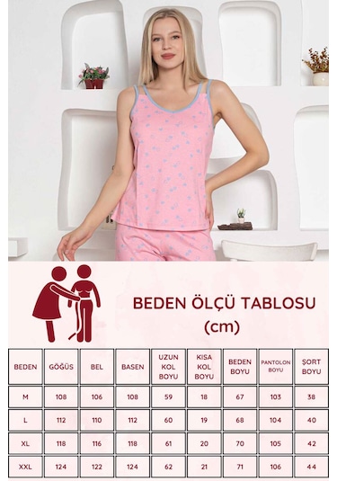 Alimer Kadın Pembe V Yaka Kalın Askılı Penye Şortlu Takm Edy2797p Pembe