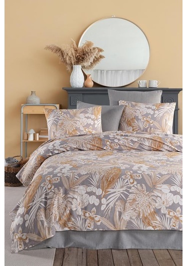 As Perde Cotton Life Çift Kişilik Pike Takımı Hawai Gri