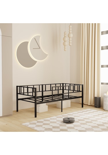 Zenit Metal Karyola Siyah, Korkuluklu Karyola, Daybed, Ölçü Seçe