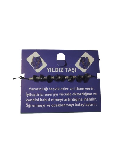 Doğal Taş Bileklik Yıldız Taşı Bileklik Ayarlanabilir İpli Siyah Yaldız Taş Kristalize Kırık Taş Şifalı Bileklik Siyah