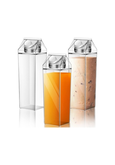 Ramerler 3 Pcs Kare Süt Şişesi - Taşınabilir, Yeniden Kullanılabilir Ve Sızdır Yalan Körilik 34 Oz Siyah