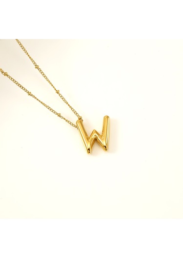 Relaxed Parlak Mektup Kolye Tombul Avrupa Ve Amerikan Modası Basit Köprücük Kemiği Zinciri-w Altın