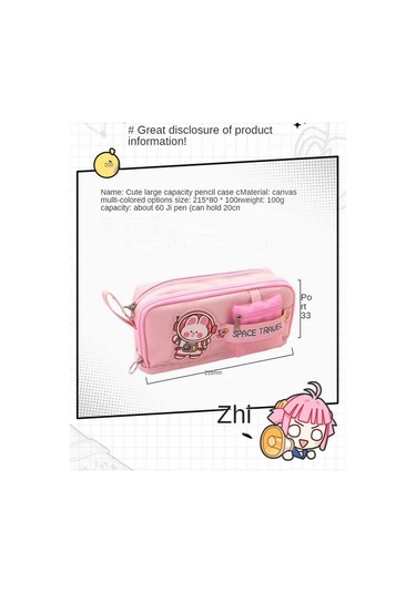 Agoodshop Büyük Kapasiteli Figürlü Kalem Kutusu - Pembe 3bp-yeşil