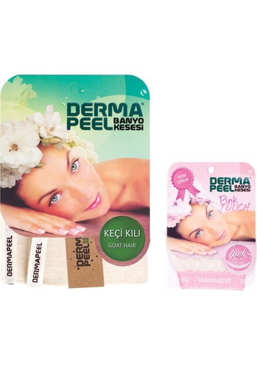 Dermapeel Keçi Kılı Banyo Kesesi + Pink Touch Yüz Kesesi Beyaz
