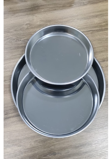 Paslanmaz Çelik 3 Lü Fırın Tepsisi Üçlü Tepsi Gri