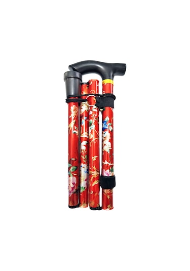 Homyl Katlanabilir Baston Ayarlanabilir 5 Bölümlü Kırmızı Kırmızı