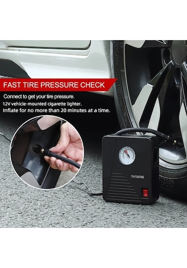 Xuweiwei Siyah Hava Kompresoru Lastik Inflator Tasinabilir 12v Dc Otomatik Pompa 100psı Led Araba Bisiklet