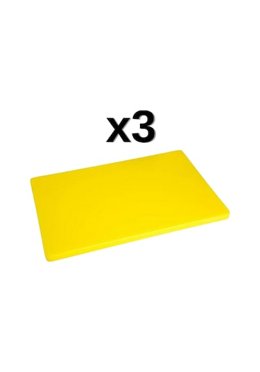 3'lü Türkay 50x30x4 Cm Polietilen Kesme Tahtası Kesim Levhası Sarı 4788