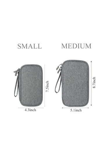Vkemall İki Katlı Dijital Aksesuar Organizer - Siyah Orta Boy, Su Geçirmez Oxford, Kablo-şarj Aleti Saklama Çantası