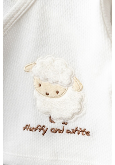 Bebitof Kuzu Desenli 10 Parça Zıbın Seti Yenidoğan Hastane Çıkışı Ekru