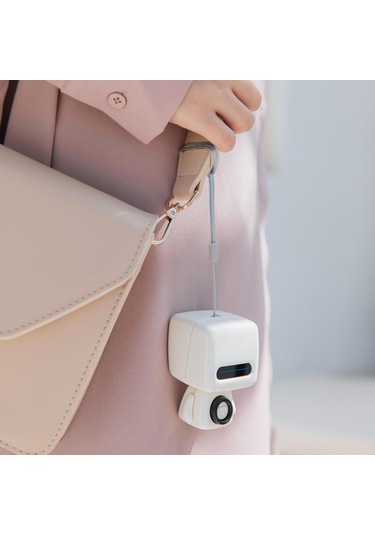 Homyl Mini Robot Kablosuz Bluetooth 5.0 Hoparlör Subwoofer Beyaz