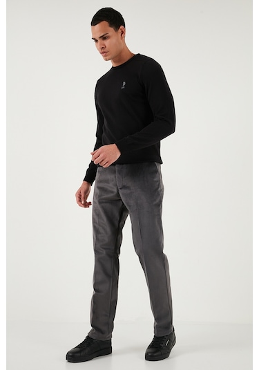 Buratti Normal Bel Regular Fit Düz Paça Erkek Kadife Pantolon 645Merlin Gri
