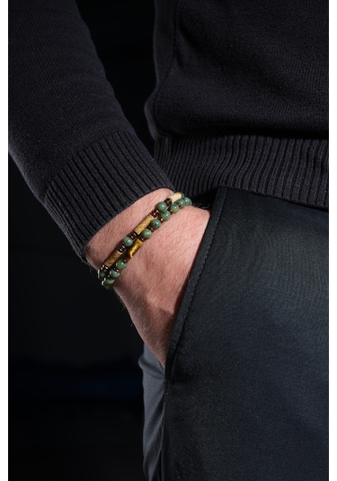 Ssilhoutte Doğaltaş Sertifikalı Yeşim Taşı Kadın Erkek Doğal Taş Bileklik Jasper Ve Kaplangözü Muhteşem Hediye Tasarım Yeşil