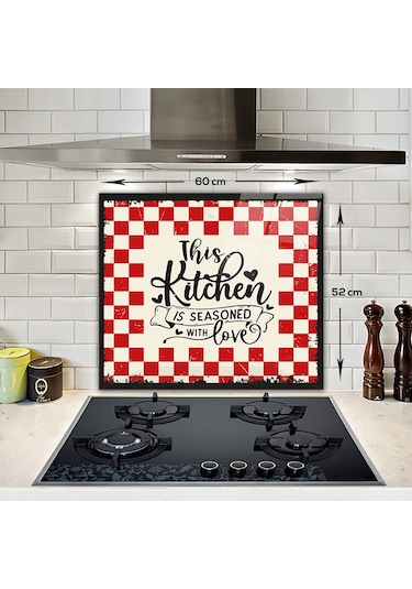 Decorita Cam Ocak Arkası Koruyucu | Kitchen Love | 52cm x 60cm